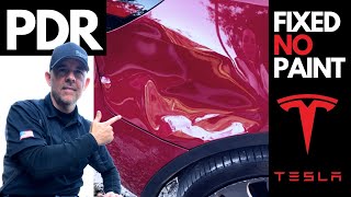 NEW TESLA REPAIR DONE WITHOUT REPAINTING  PAINTLESS