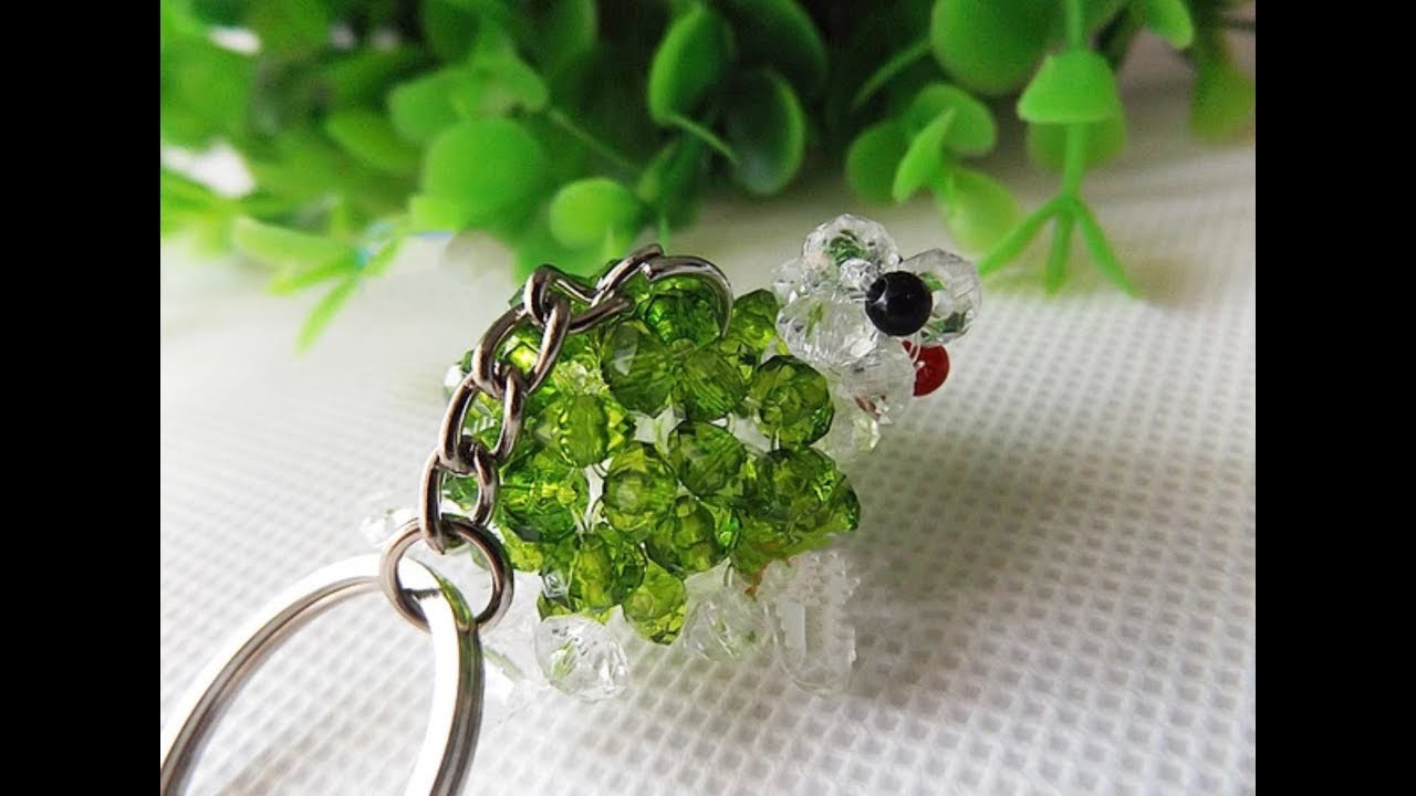 DIY kawaii bead turtle keychain 水晶串珠教学 可爱的小乌龟挂饰（款式2）