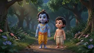 ✨ Krishna &amp; Sudama and the Magical Fireflies 💙 | Friendship Story | Ved Katha