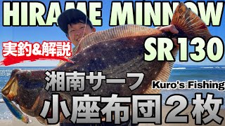 昼間のミノーの使い方!実釣&解説!昼の湘南サーフで小座布団2枚含む3枚のマルチヒット!このミノー凄い、、#ヒラメミノー #釣り #ヒラメ #シマノ #fishing #黒田寛亮