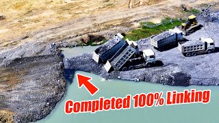Part 461| Completed 100% Building Road Linking Other Side by Bulldozer Pushing Rock Filling In Lake