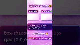CSS box shadow in 5 seconds 😍✨ #shorts