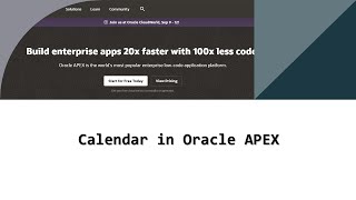Calendar Region in Oracle APEX Calendar Region in Oracle APEX