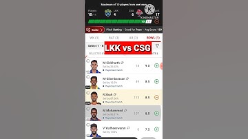 LKK vs CSG Dream11 Time | LKK vs CSG Dream11 Pardecton | #dream11 #youtubeshort  #LKKvsCSG #Shorts