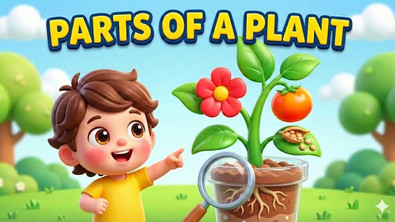 Parts of a Plant for Kids 🌱 Roots, Stem, Leaves, Flower, Fruit & Seeds | Science for Preschool
