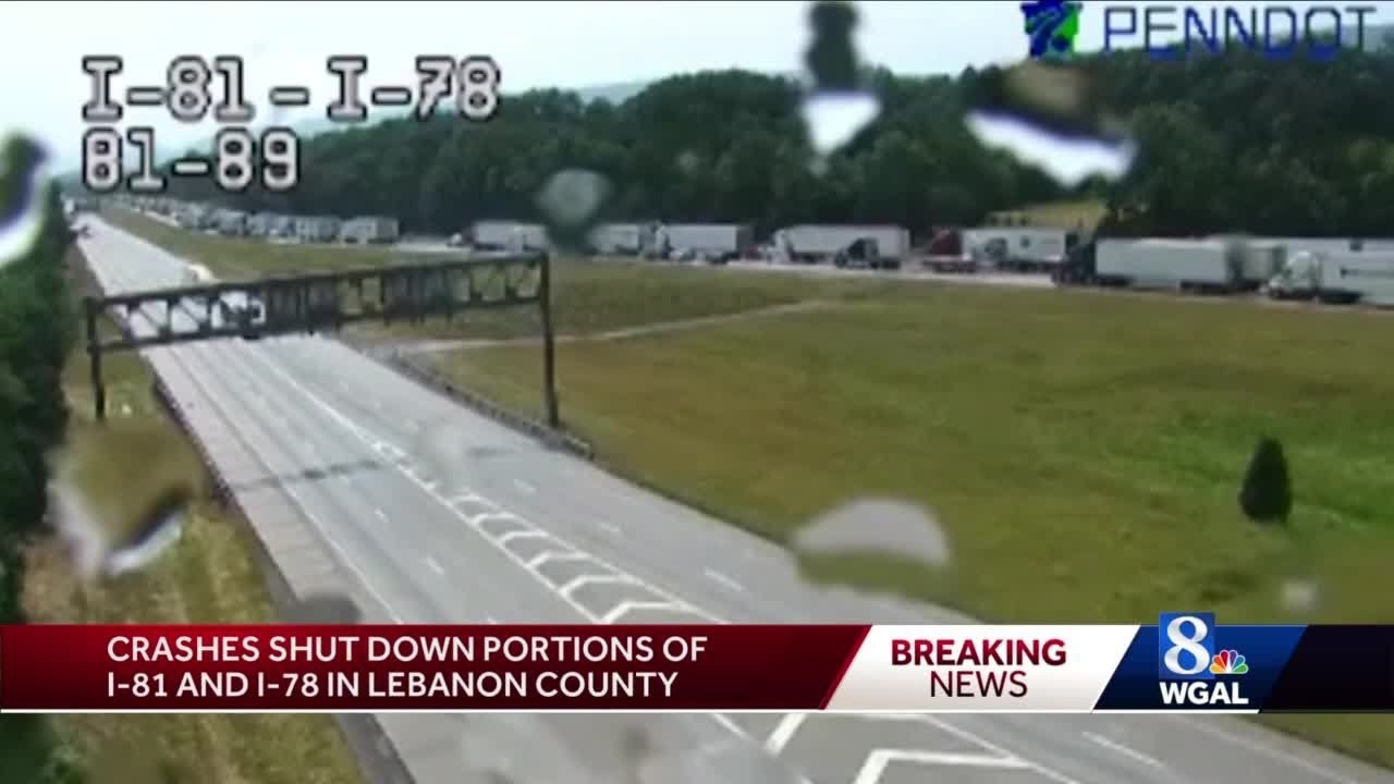 Crashes shut down Interstate 81, Interstate 78 in Lebanon County - YouTube