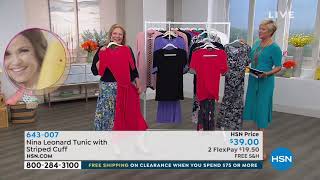 Nina Leonard Tunic with Striped Cuff