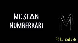MC STAN - NUMBERKARI LYRICS | LYRICAL VIDEO (TADIPAAR ALBUM) 2K20