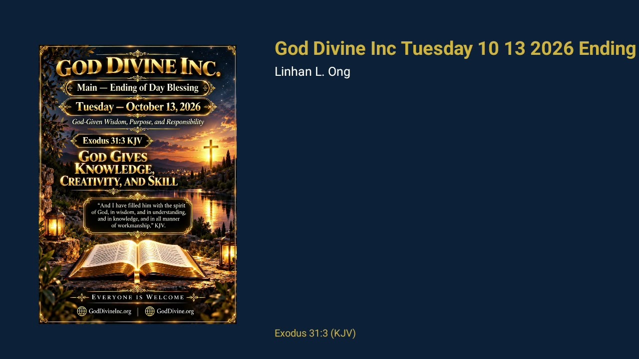 God Divine Inc Tuesday 10 13 2026 Ending of Day Blessing