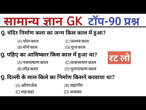 सामान्य ज्ञान gk | General Knowledge | Top 90 GK/GS questions | SSC GD, MTS, RPF, CRPF | GK quiz