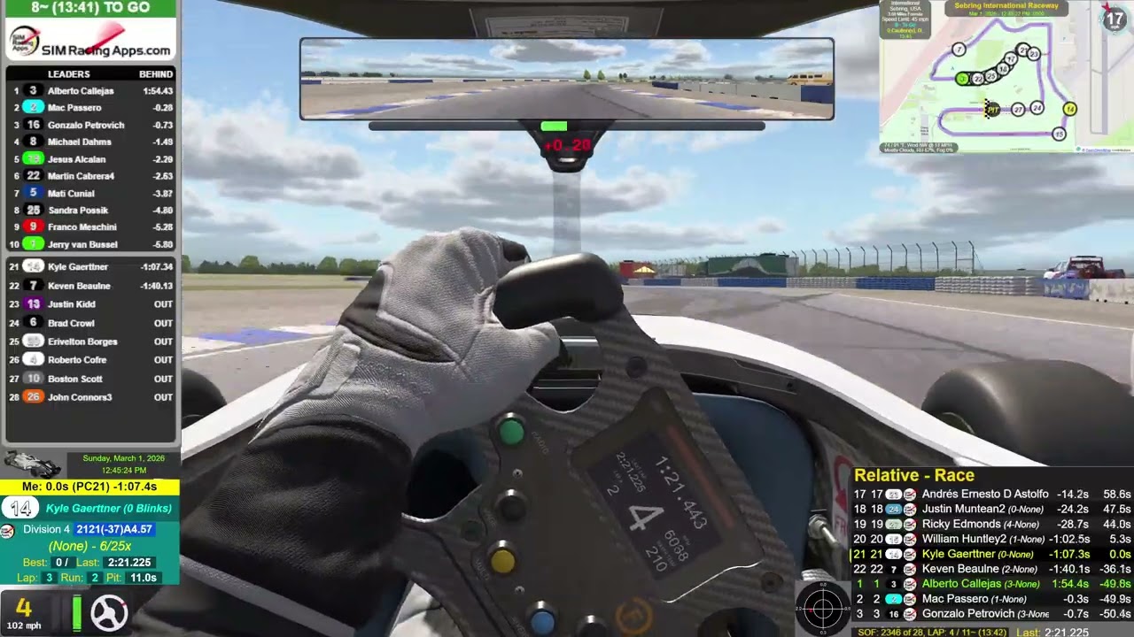 iRacing Week 4 Formula C Super Formula Lights (C Class-Fixed) @ Sebring