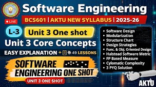 Software Engineering One shot | Unit - 3 | One Shot | Aktu BTech | BCS601 | Easy Explaination 