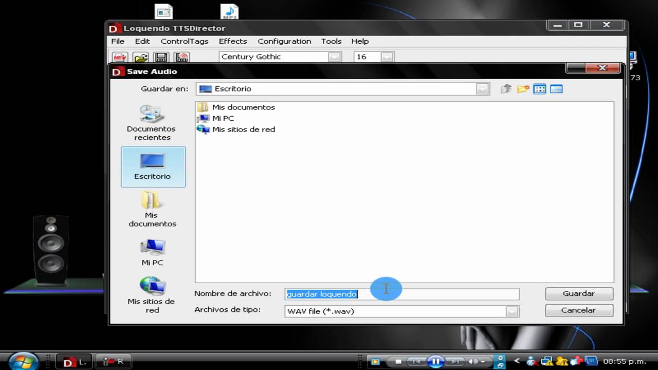 guardar loquendo en archivo de audio (rapido)