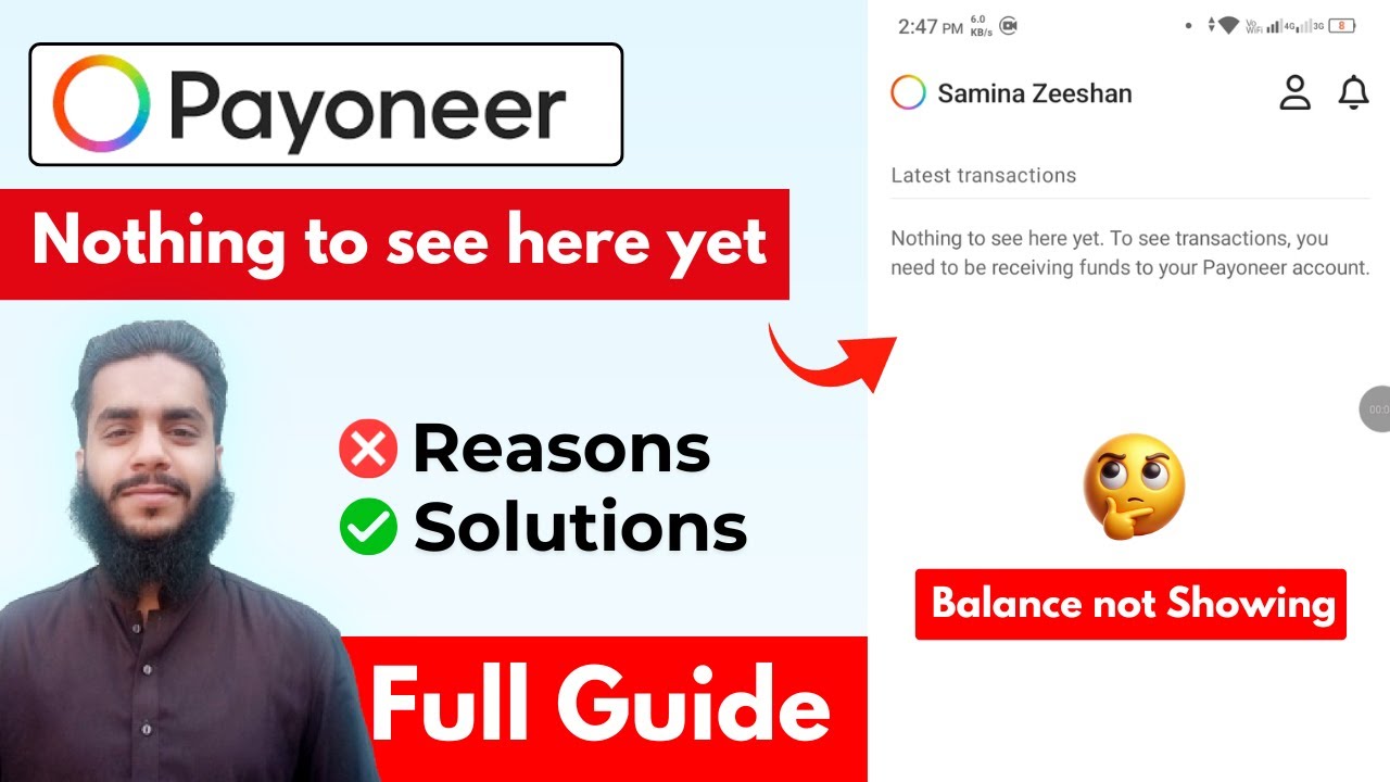 Solved ✅: Nothing to see here yet - Payoneer Balance not Showing