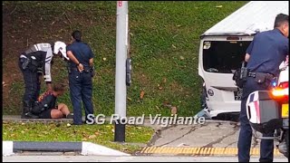 1jan2026 choa chu kang van driver arrested by singapore traffic polic officer after crashing 