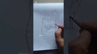 “তুমি হাতটা ধরলেই পৃথিবীটা সুন্দর লাগে🤍”#coupleart#romanticdrawing#artvideo #couplevibe#coupledance