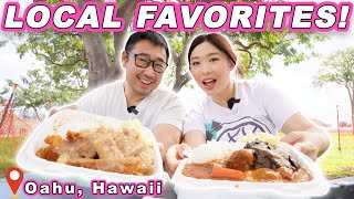 LOCAL FAVORITE SPOTS! || [Oahu, Hawaii] Beef Stew, Lau Lau, Hawaiian BBQ & More!