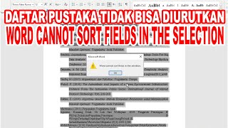 bibliography cannot be sorted 'word cannot sort fields in the selection'