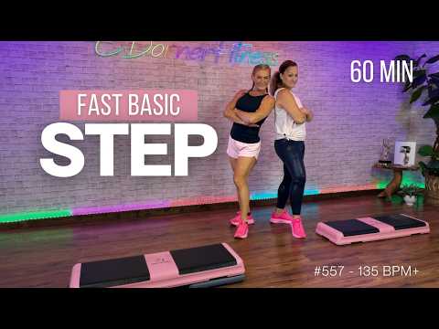 60 MIN Fast Basic Step Workout, High Energy Cardio, 135 BPM+ | #557