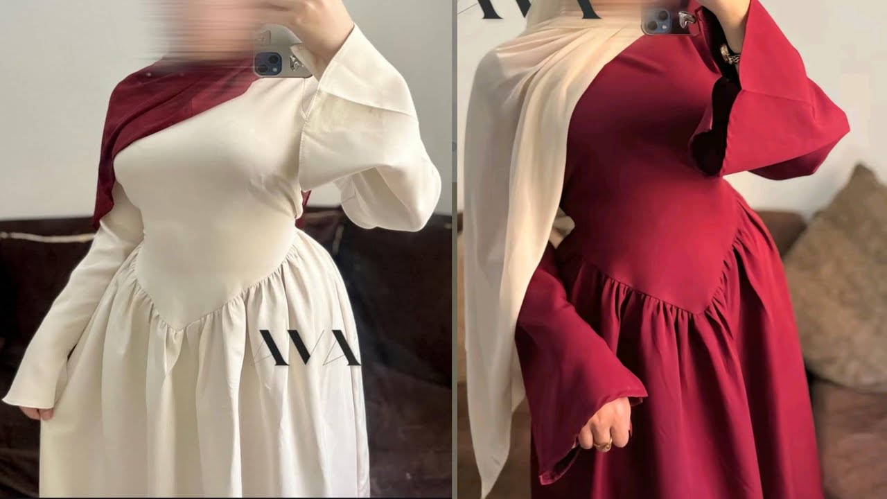 اسهل طريقة لقص وخياطة فستان بقصة على شكل مثلث v من عند الوسط او الخصر للمبتدئين#الخياطة_باناقة
