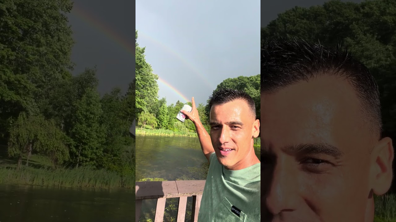 Double rainbow found while fishing during rain storm
