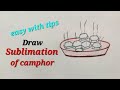 Sublimation drawing easy for kids, draw sublimation of camphor for EVS,states of matter sublimation
