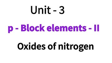 Oxides of nitrogen  / p-Block elements - II / Class 12 chemistry / Unit - 3 / in Tamil