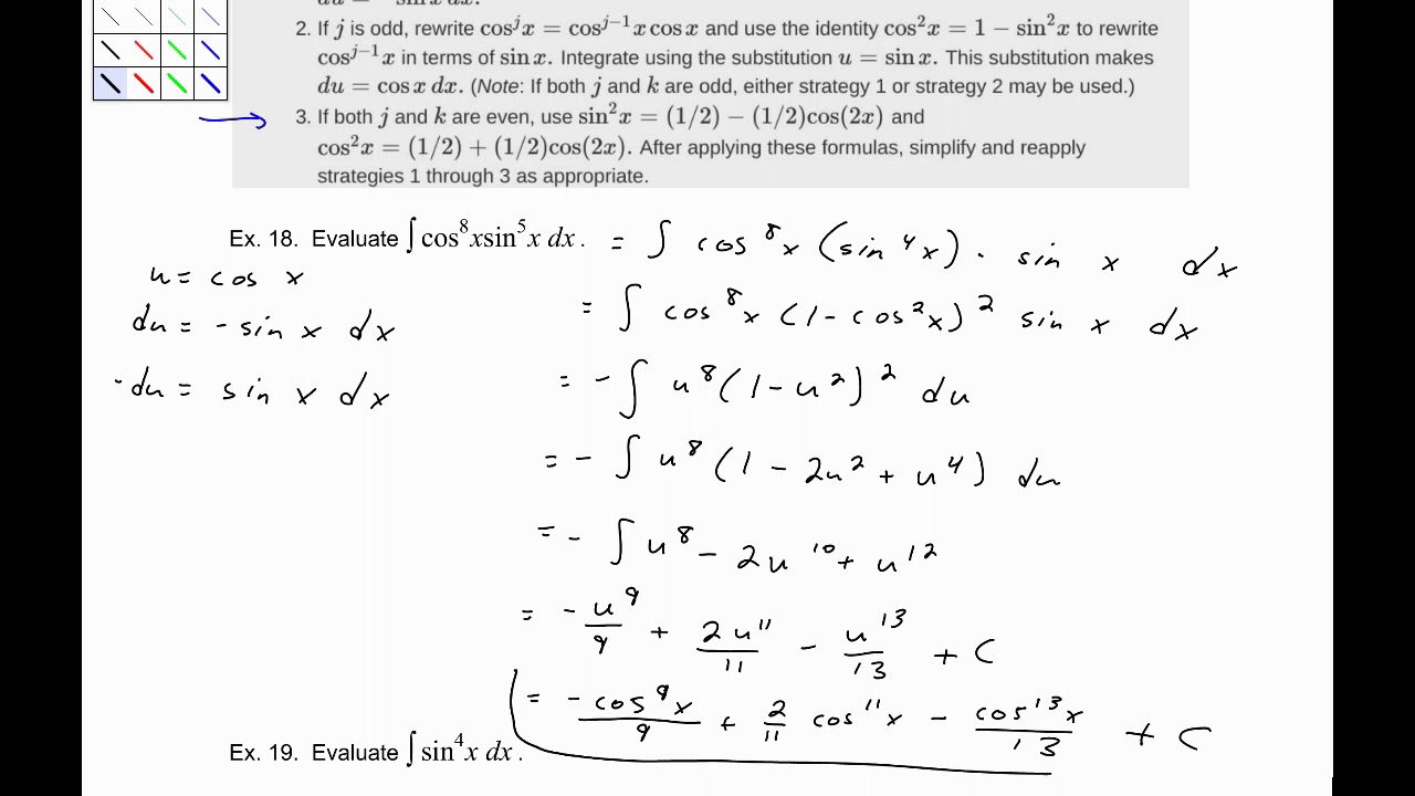 3.2 Trigonometric Integrals - YouTube