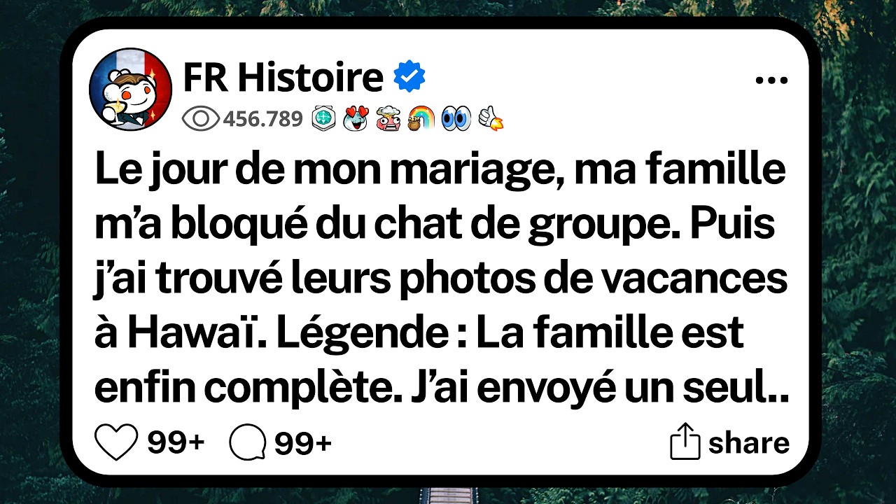 Le serveur s’est approché de notre table avec quatre assiettes, puis il a demandé où étaient les autres invités. J’ai regardé les chaises vides — maman, papa, Marc, Caleb — toutes soigneusement...
