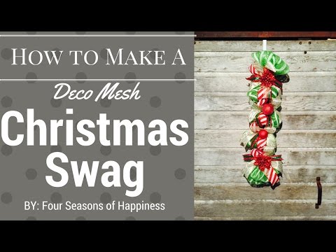 DIY SWAG, DIY deco mesh swag, how to make Christmas swag, How to make a Christmas deco mesh swag.