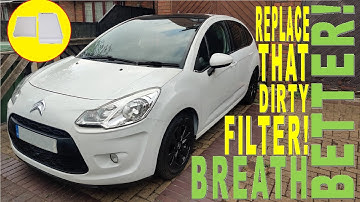 How to replace the cabin pollen filter Citroen C3 2009 2010 2011 2012 2013 2014 2015 2016 location