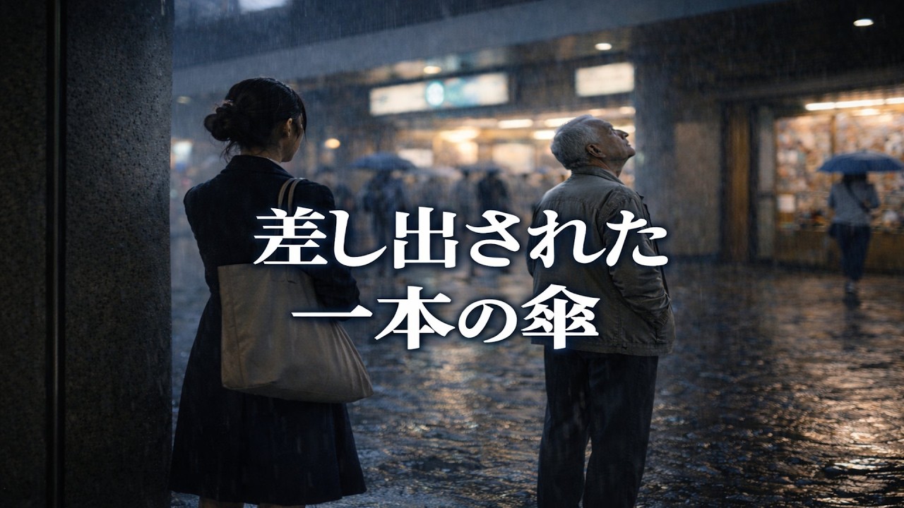 雨の駅前で、傘を差し出した人　ー静かな朗読ー