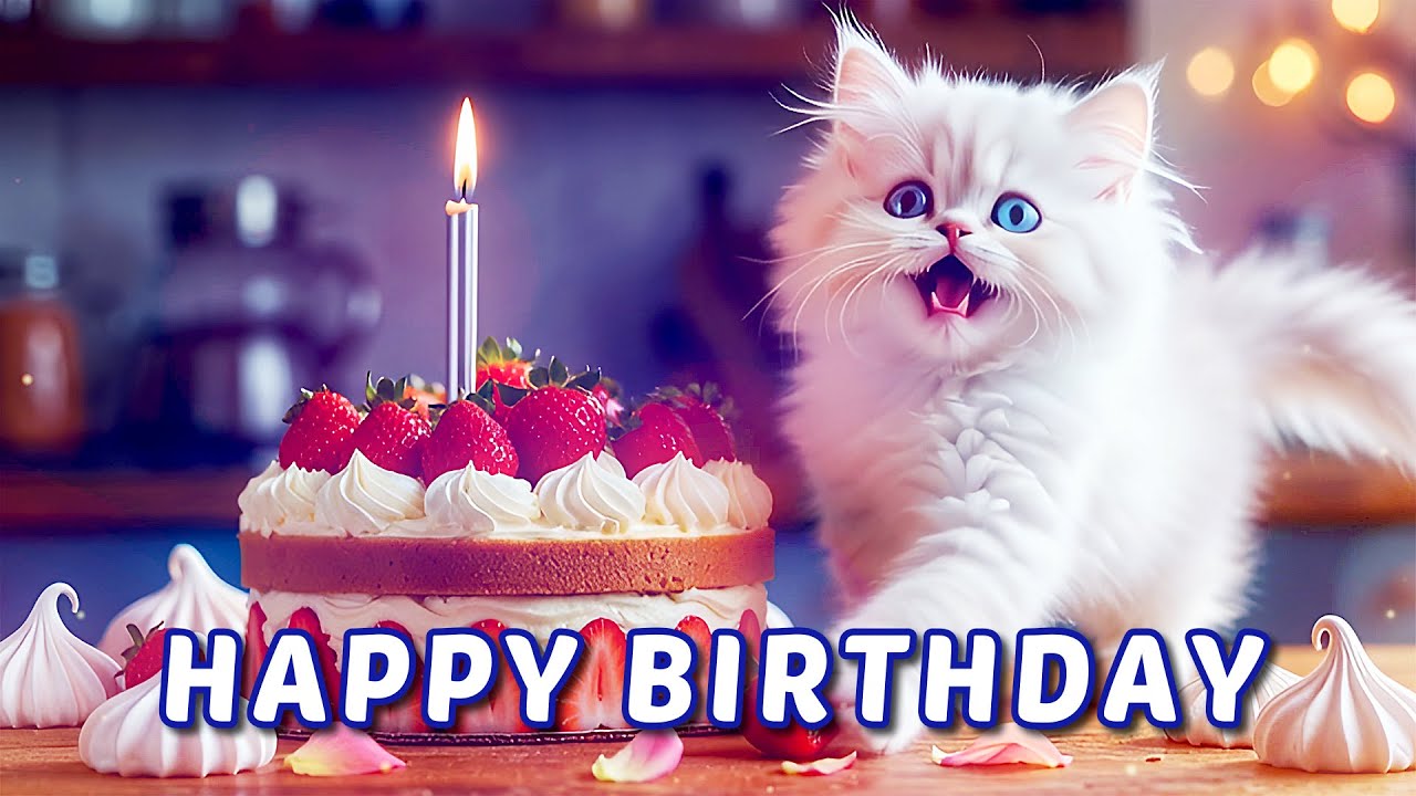 Лучшая песня «С днем ​​рождения» 2026 года — милый поющий котенок! 🎂🐱 Очаровательное видео-поздра...