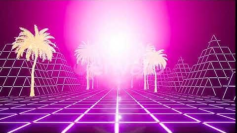 Pink Retrowave Palms Sunset 4k | Motion Graphics - Videohive template