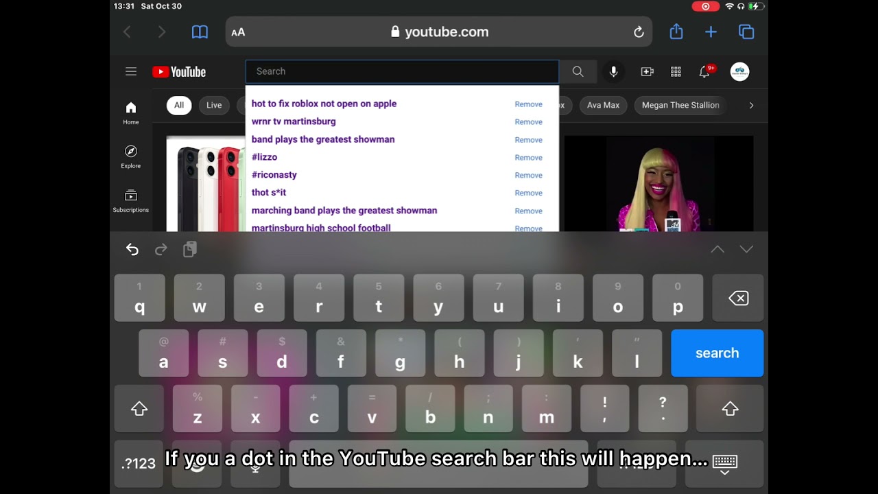 If you type a dot in the YouTube search bar this will happen… - YouTube