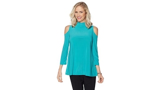 Slinky Brand 2pk ColdShoulder MockNeck Knit Tunics