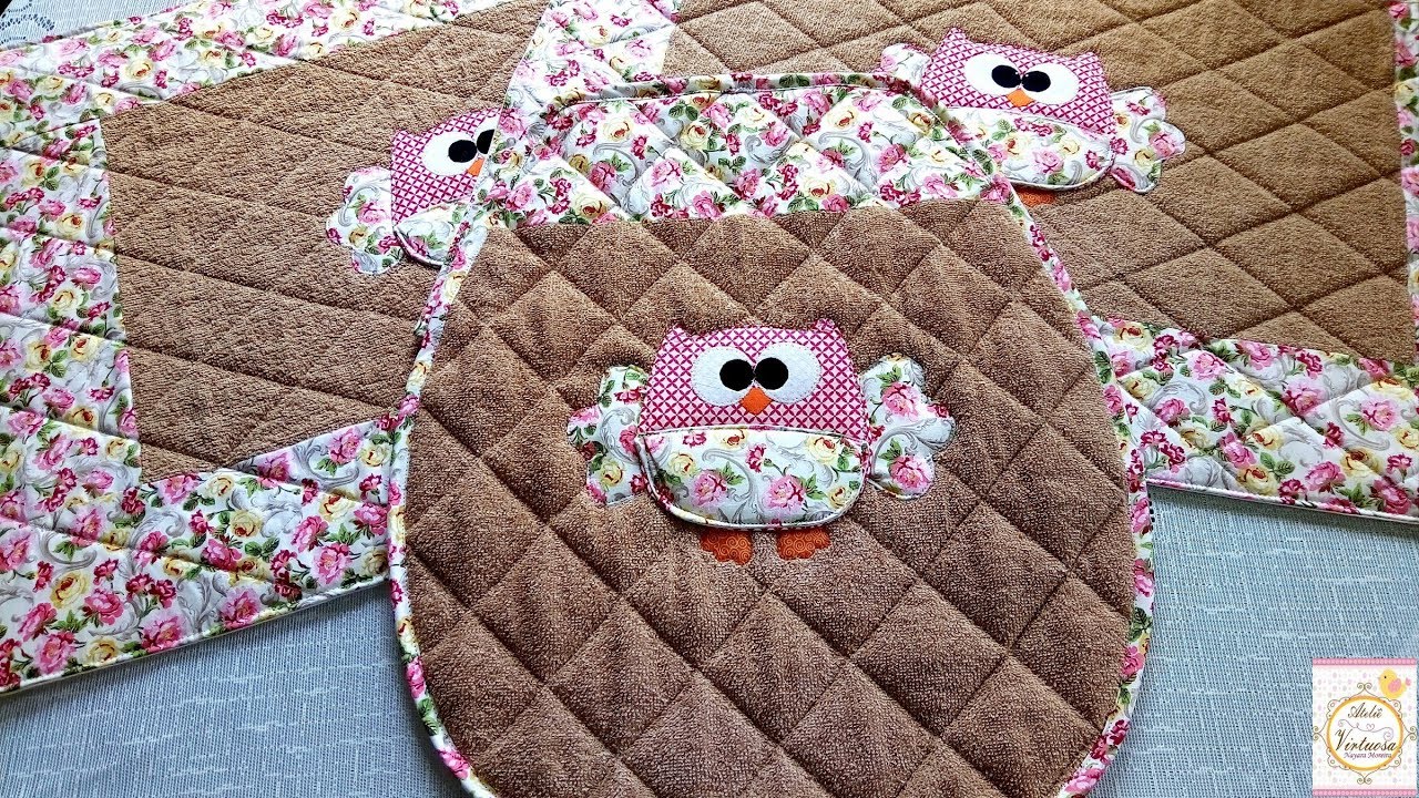 Passo a passo Jogo De Banheiro Coruja! Com  moldes grátis! Parte 3 Finalização!