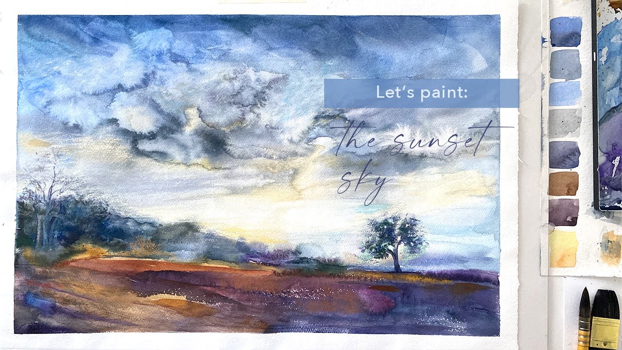 Watercolor Painting Demonstration: Cloudy Sunset Sky