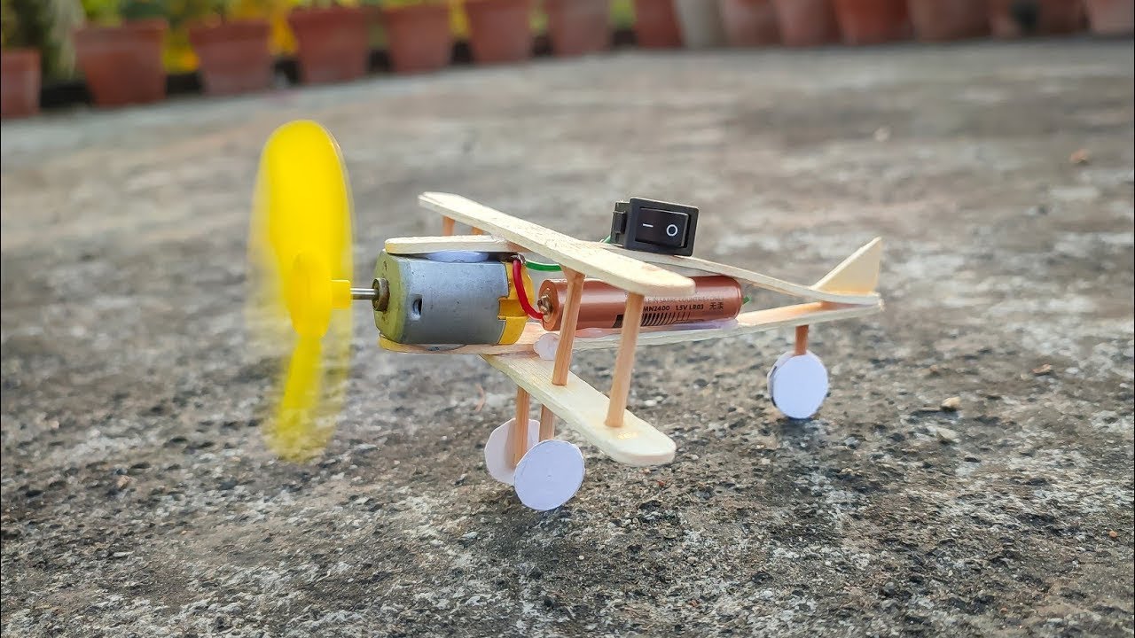 How to make Popsicle Sticks Plane with DC Motor at home DC motor