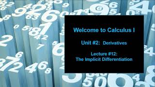 Lecture #12 (Section 3.5) : Implicit Differentiation -- Part II