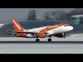 Snowy salzburg airport landings  takeoffs  4k