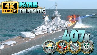 Battleship Patrie: Huge damage on map The Atlantic - World of Warships screenshot 3