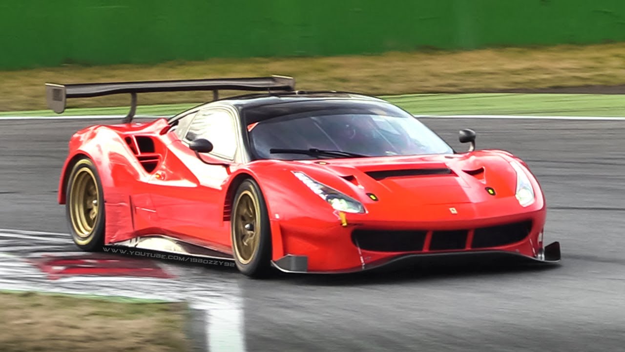 Ferrari 488 Gt3 Evo 2018 In Action At Monza Circuit: Accelerations, Fly Bys  & Turbo Noises! - Youtube