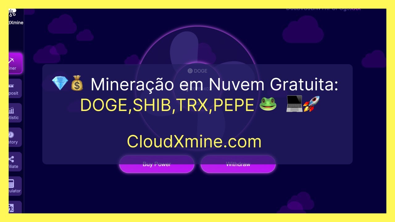💎💰 Mineração em Nuvem Gratuita: DOGE,SHIB,TRX,PEPE 🐸 💻🚀  (CloudXmine.com) - YouTube