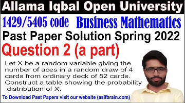 1429/5405 business mathematics Spring 2022 paper solution question 2 (a part).
