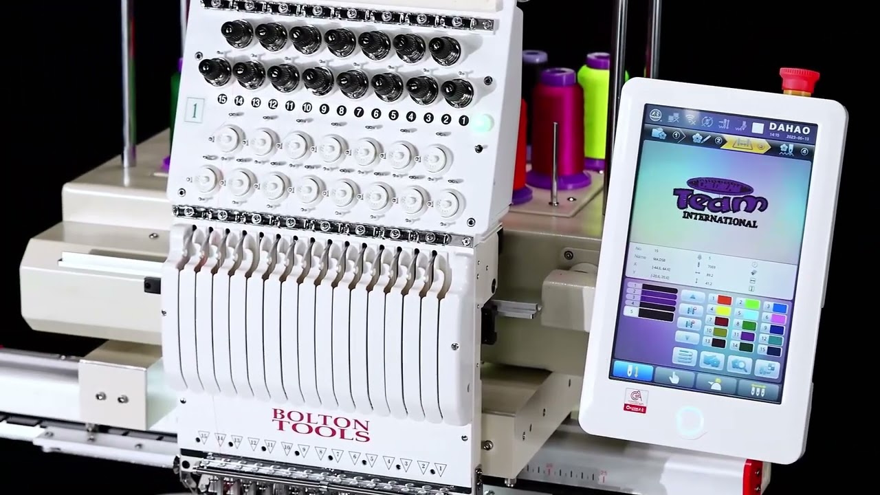 Toolotsus Single Head Computer Embroidery Machine 15 needles With Hat Embroidery Display