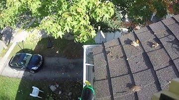 Gutter Viper in action--the fastest, easiest, safest way to clean gutters without a ladder.