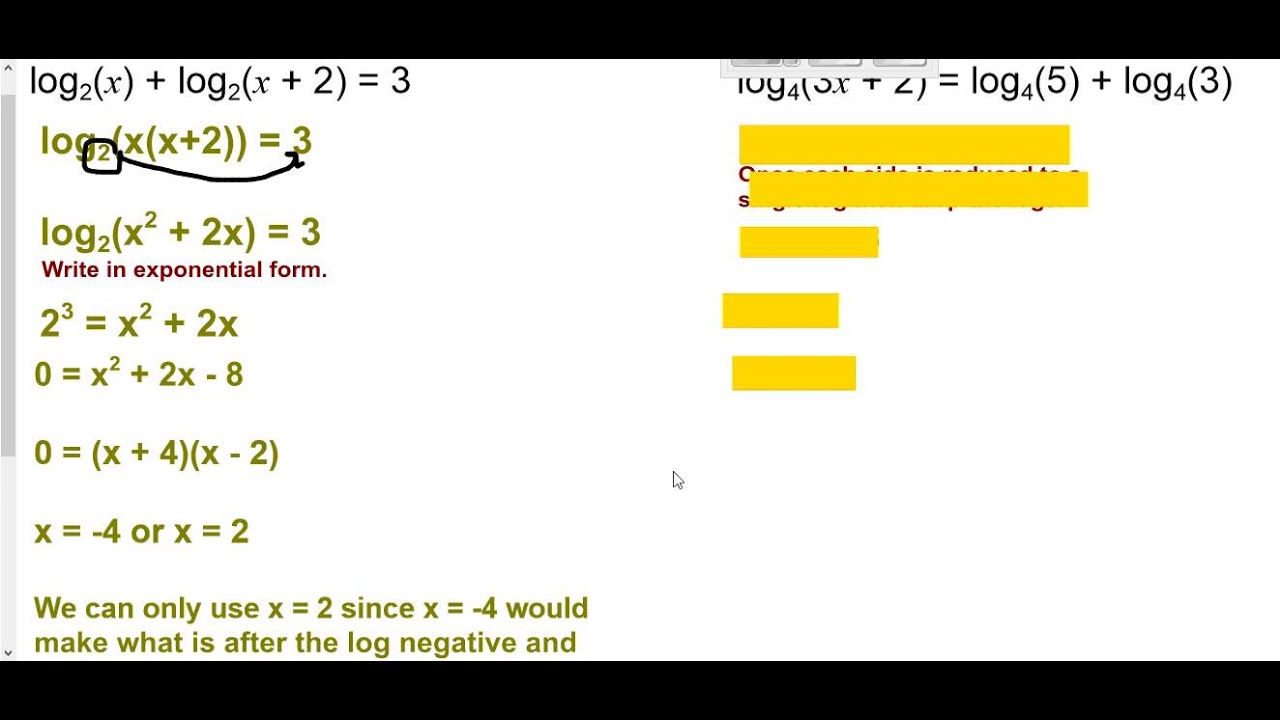 Solving Logarithmic equations - YouTube