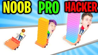 Can We Beat NOOB vs. PRO vs. HACKER In BRICK BUILDER APP? (FUNNY IPAD GAME!) screenshot 2
