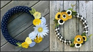Beautiful Fabric & Felt Flowers Wreath Decoration Idea's